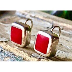 Silpada Sterling Silver Red Stone Earrings • RARE • LIKE NEW & NEVER WORN